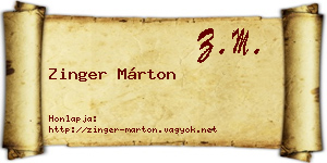 Zinger Márton névjegykártya